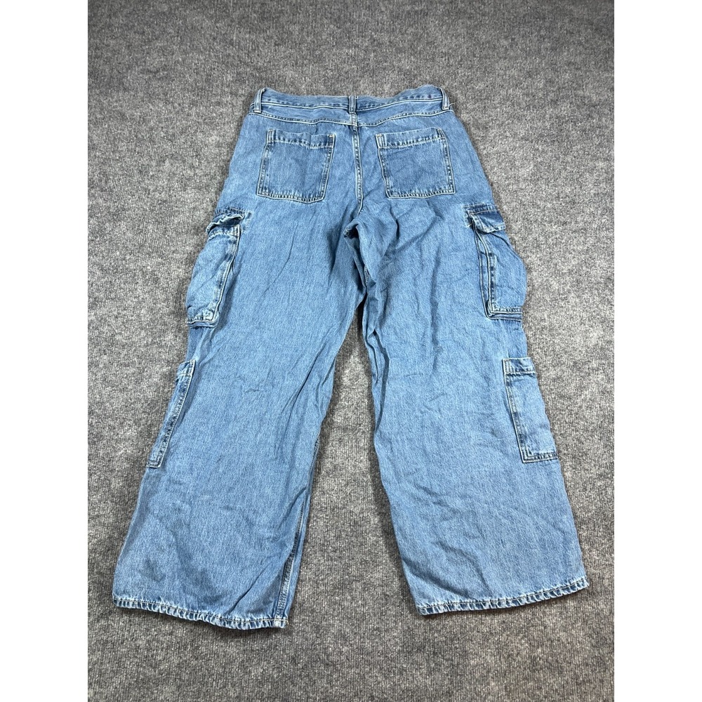 Old Navy Baggy Jeans womens 10 Blue Drapey Denim Cotton Preppy Mid-Rise Wide Leg - Picture 12 of 14